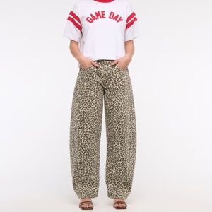 Abercrombie & Fitch Animal Print Mid-Rise Barrel Jeans